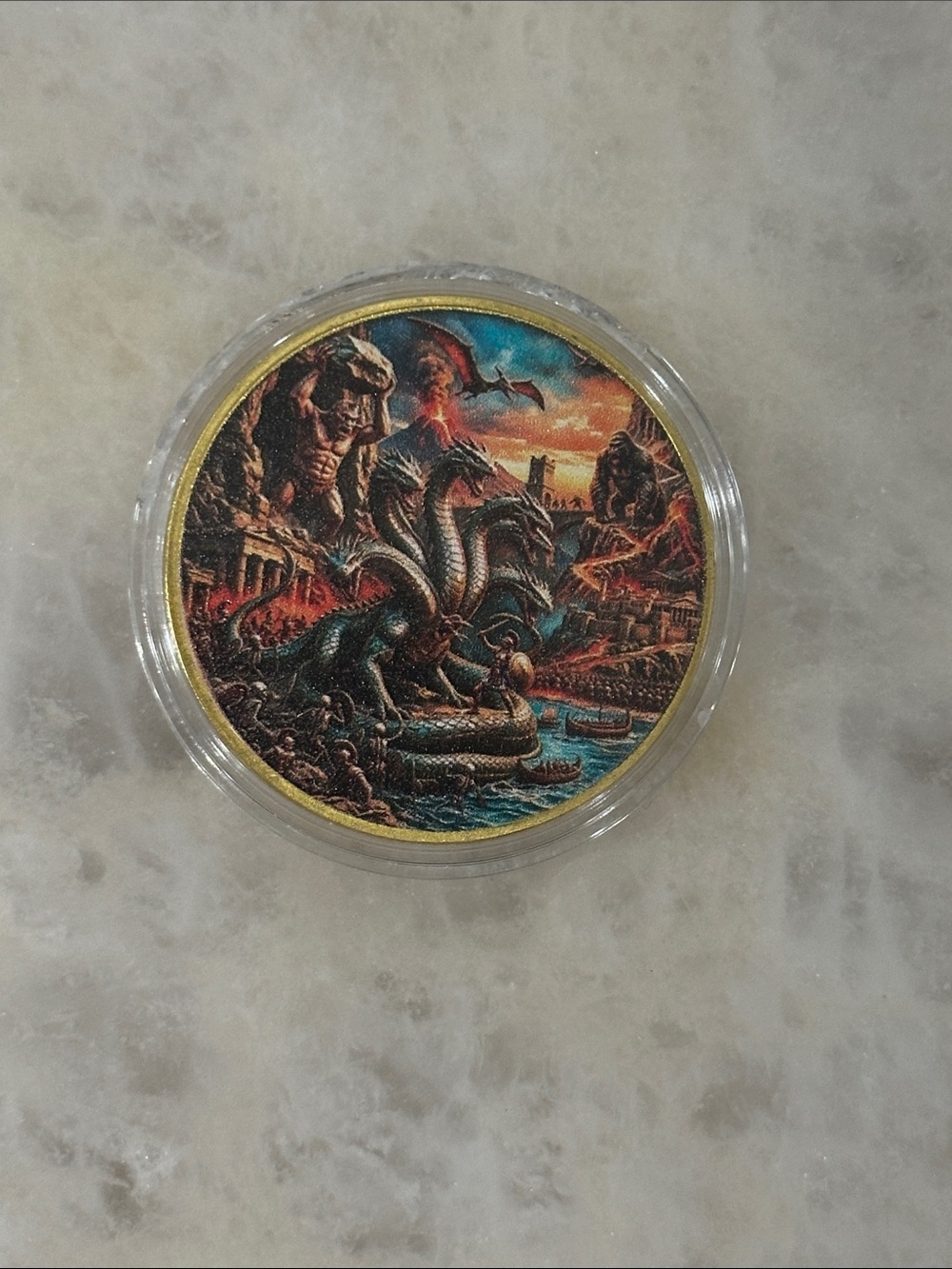 Mythical Hydra Decorative Art Medallion - Multicolor